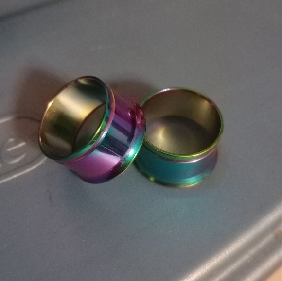 OIL SLICK SINGLE FLARE STAINLESS STEEL TUNNELS - Picture 1 of 6